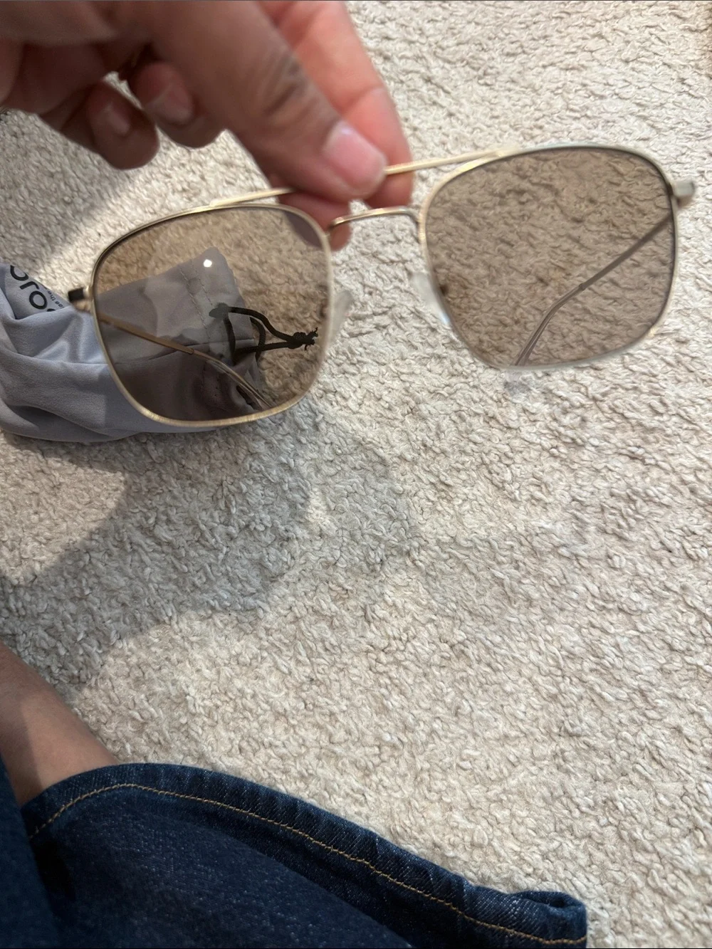 Uniqlo Gold-Frame Sunglasses with Brown Lenses